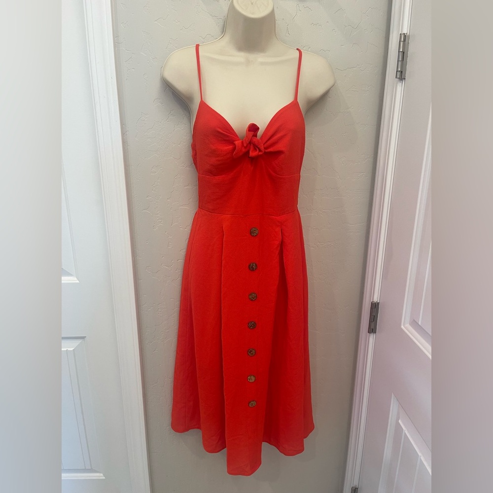 Teeze Me Orange Sleeveless Midi Sundress